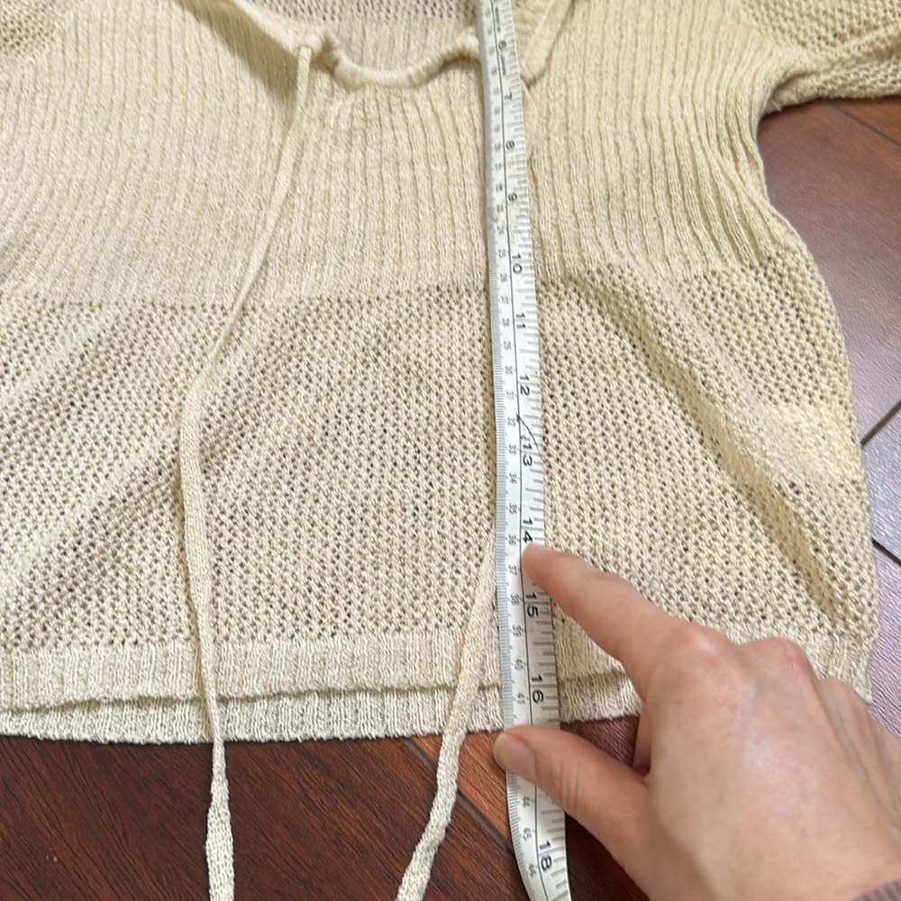 Princess Polly Cream Knit Tie-Front Top Size 6 – Long Sleeve Crochet Sweater - Picture 6 of 7